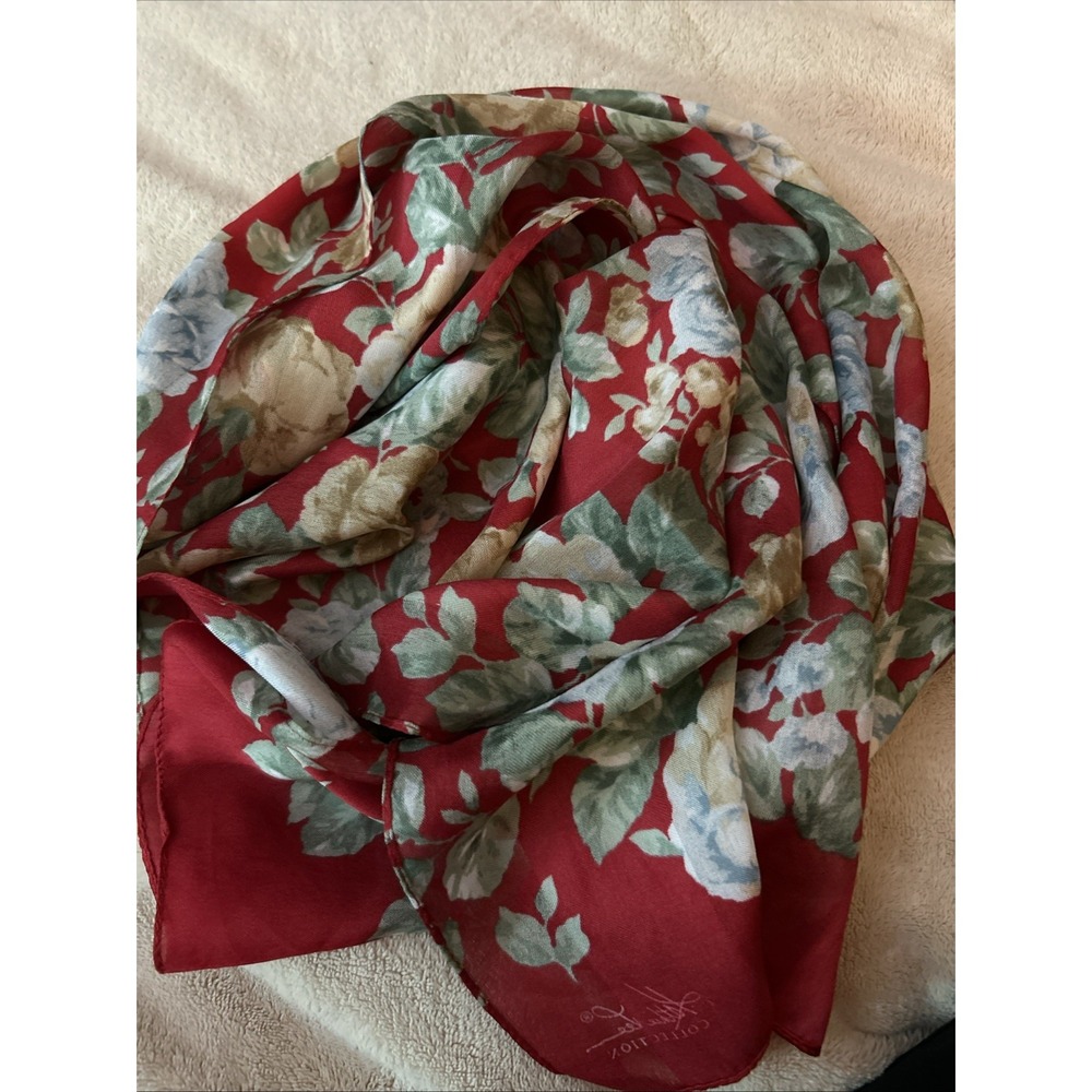 Kathie Lee Collection - Red Floral Scarf 57"x11"